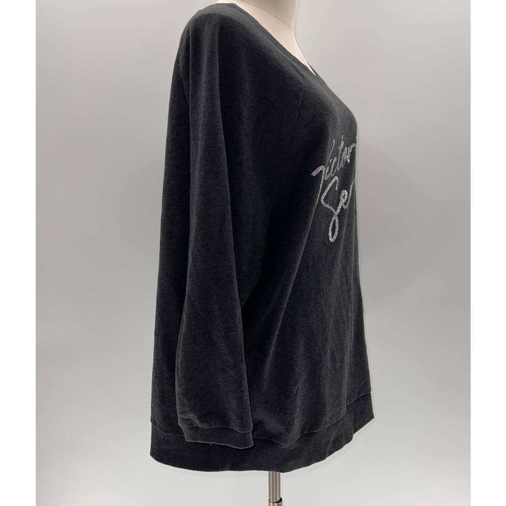 Victoria's Secret Gray with Sequin Graphic Crew Neck Pull Over Sweater- L - Picture 12 of 13